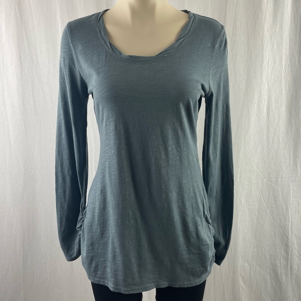 Garnet Hill Pima Cotton & Modal Ruched Long-Sleeve Tee S